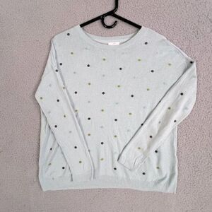 J JILL WOMENS SWEATER SIZE S P MINT GREEN WITH MULTICOLORED DOTS